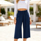 👖⏰Last Day Sale 50% OFF💫Women's High Waisted Wide Leg Linen Elastic Smock Waist Capri Pants – Flattering Fit, Breathable Fabric & Effortless Style 🌸