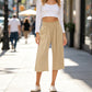 👖⏰Last Day Sale 50% OFF💫Women's High Waisted Wide Leg Linen Elastic Smock Waist Capri Pants – Flattering Fit, Breathable Fabric & Effortless Style 🌸