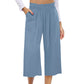 👖⏰Last Day Sale 50% OFF💫Women's High Waisted Wide Leg Linen Elastic Smock Waist Capri Pants – Flattering Fit, Breathable Fabric & Effortless Style 🌸