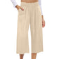 👖⏰Last Day Sale 50% OFF💫Women's High Waisted Wide Leg Linen Elastic Smock Waist Capri Pants – Flattering Fit, Breathable Fabric & Effortless Style 🌸