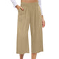 👖⏰Last Day Sale 50% OFF💫Women's High Waisted Wide Leg Linen Elastic Smock Waist Capri Pants – Flattering Fit, Breathable Fabric & Effortless Style 🌸