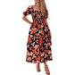 ⏳Time-Limited Special 60%Off⏰💃Women's Floral Square Neck Puff Short Sleeve Smocked Tiered Dress