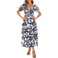 ⏳Time-Limited Special 60%Off⏰💃Women's Floral Square Neck Puff Short Sleeve Smocked Tiered Dress
