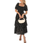 ⏳Time-Limited Special 60%Off⏰💃Women's Floral Square Neck Puff Short Sleeve Smocked Tiered Dress