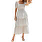 ⏳Time-Limited Special 60%Off⏰💃Women's Floral Square Neck Puff Short Sleeve Smocked Tiered Dress