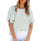 ⏰💥Last Day Special Sale 49% OFF👚Women's Crewneck Smocked Puff Sleeve Floral Print Blouse