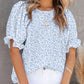 ⏰💥Last Day Special Sale 49% OFF👚Women's Crewneck Smocked Puff Sleeve Floral Print Blouse