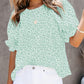 ⏰💥Last Day Special Sale 49% OFF👚Women's Crewneck Smocked Puff Sleeve Floral Print Blouse