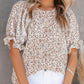⏰💥Last Day Special Sale 49% OFF👚Women's Crewneck Smocked Puff Sleeve Floral Print Blouse
