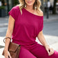 🎁2026 New Arrivals 50% OFF💥Women's Casual Off Shoulder Short Sleeve Jumpsuit