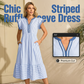 💥Last Day Special Sale 49% OFF💃Women's Striped V-Neck Flutter Sleeve Midi Dress