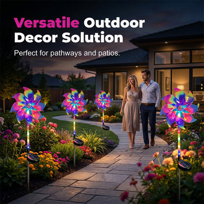 📢📢49% OFF !! ⏰Solar Powered Rainbow Pinwheel Garden Light