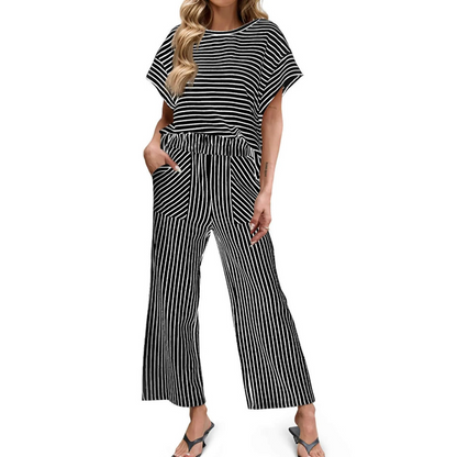 🏖️New Arrival 70% OFF🎀Striped Loungewear 2-Piece✨Women's Relaxed Lounge Set