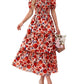 ⏳Time-Limited Special 60%Off⏰💃Women's Floral Square Neck Puff Short Sleeve Smocked Tiered Dress