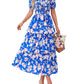 ⏳Time-Limited Special 60%Off⏰💃Women's Floral Square Neck Puff Short Sleeve Smocked Tiered Dress