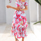 ⏳Time-Limited Special 60%Off⏰💃Women's Floral Square Neck Puff Short Sleeve Smocked Tiered Dress