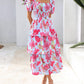 ⏳Time-Limited Special 60%Off⏰💃Women's Floral Square Neck Puff Short Sleeve Smocked Tiered Dress