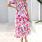 ⏳Time-Limited Special 60%Off⏰💃Women's Floral Square Neck Puff Short Sleeve Smocked Tiered Dress