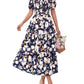⏳Time-Limited Special 60%Off⏰💃Women's Floral Square Neck Puff Short Sleeve Smocked Tiered Dress