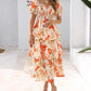 ⏳Time-Limited Special 60%Off⏰💃Women's Floral Square Neck Puff Short Sleeve Smocked Tiered Dress