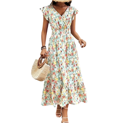 📢📢Time-Limited Special 50% OFF !! ⏰Women's Floral V-Neck Smocked Waist Dress