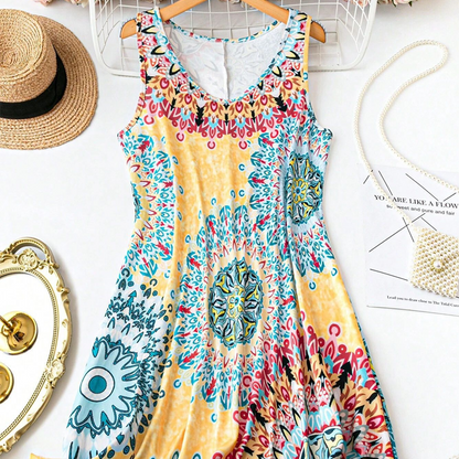 🌸Summer Hot Sale 65% Off✨Casual Sleeveless A-Line Printed Summer Dress
